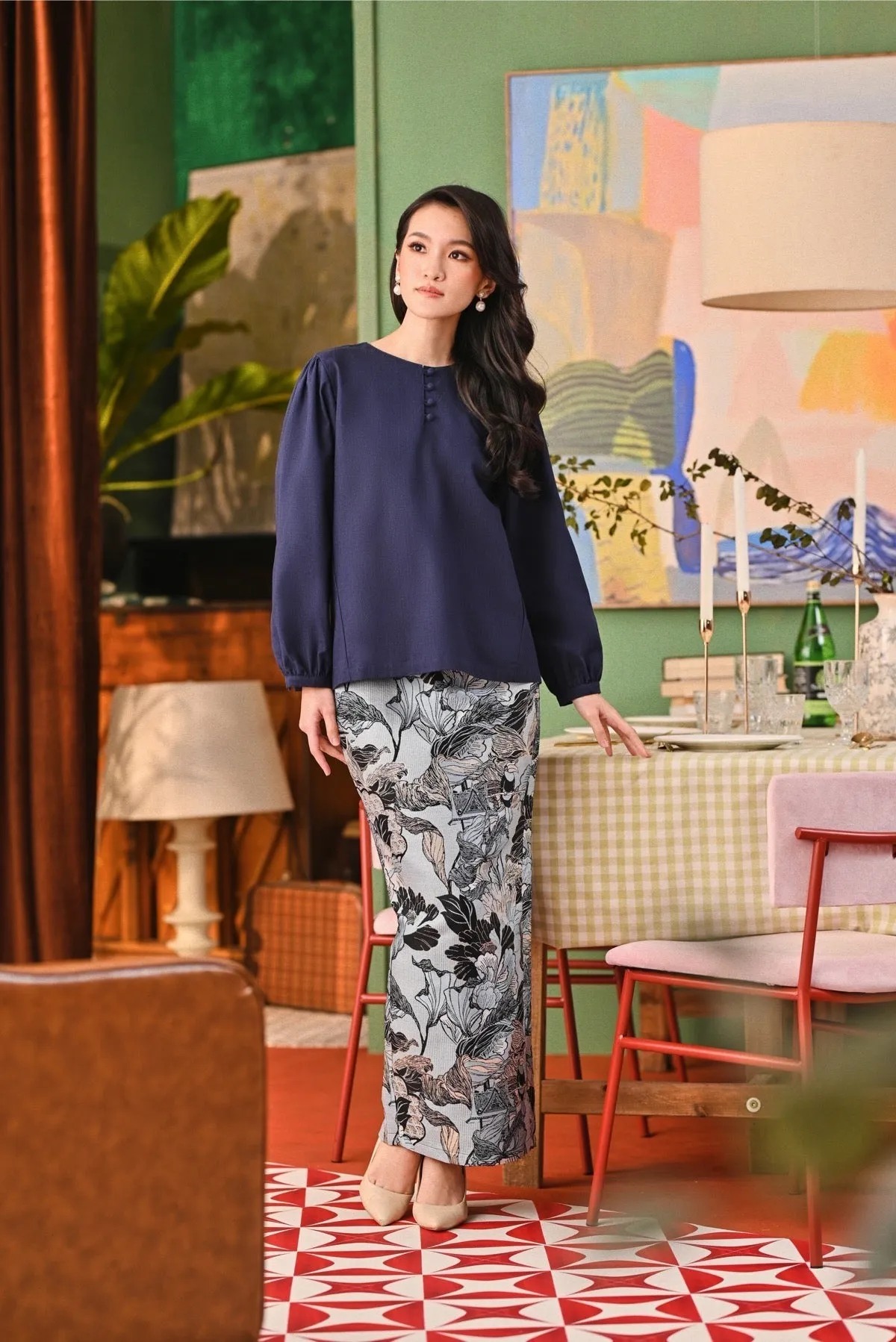 The Capai Women Jacquard Skirt - Borneo Sky