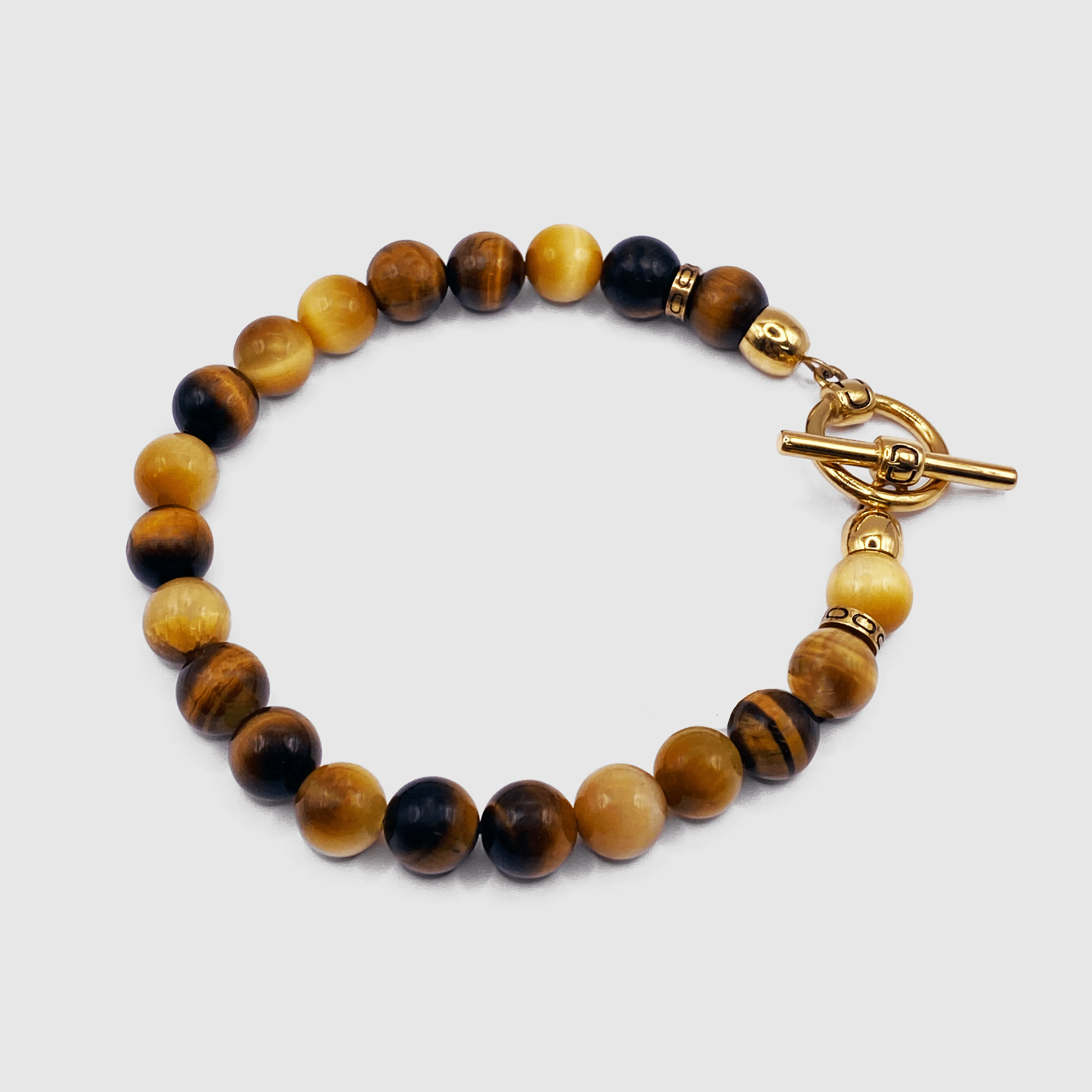 Tigers Eye Bead Bracelet (Gold)