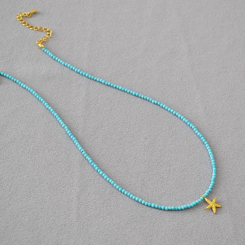 Turquoise Beaded Star Pendant Necklace