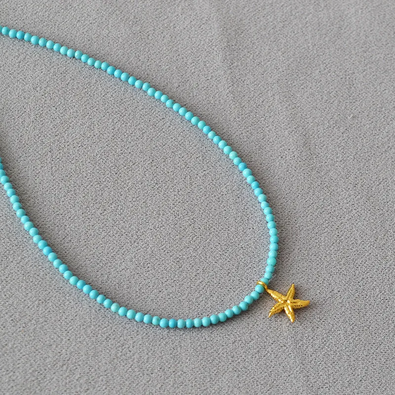 Turquoise Beaded Star Pendant Necklace