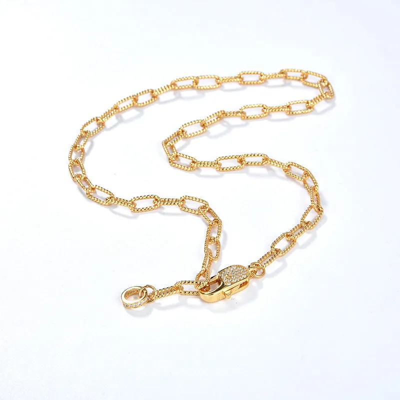 Twisted Gold CZ Necklace and Bracelet (Purchase Individually)