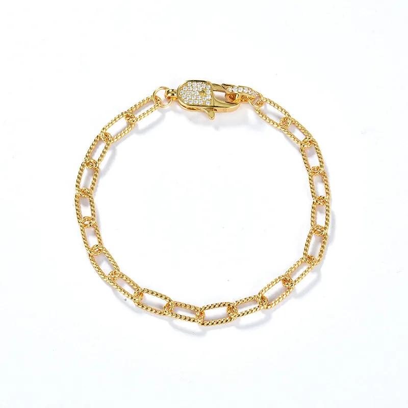 Twisted Gold CZ Necklace and Bracelet (Purchase Individually)