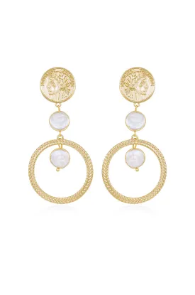 Your Majesty Coin & Freshwater Pearl Drop Earrings