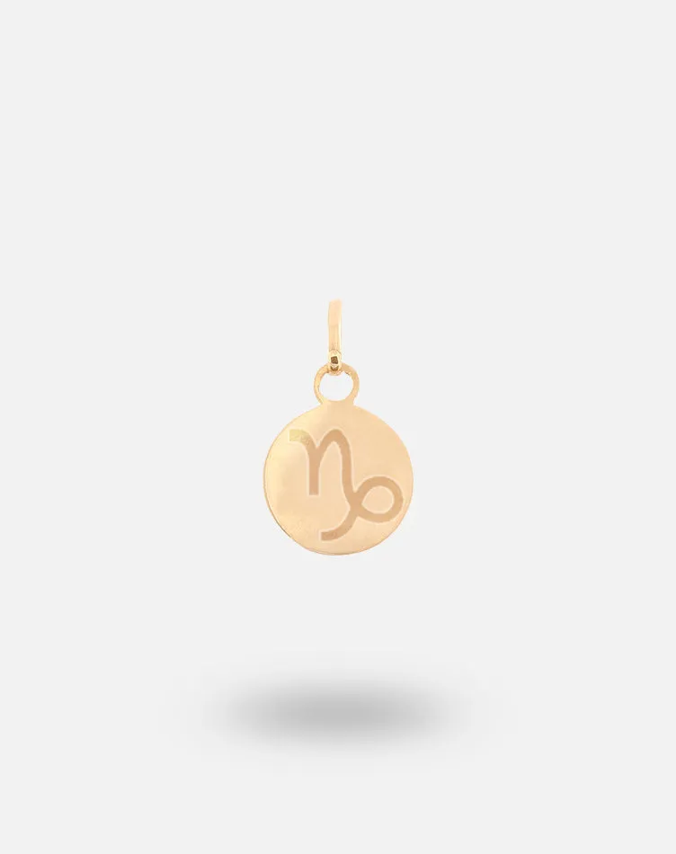 Zodiac Disc Charm Pendant - Capricorn